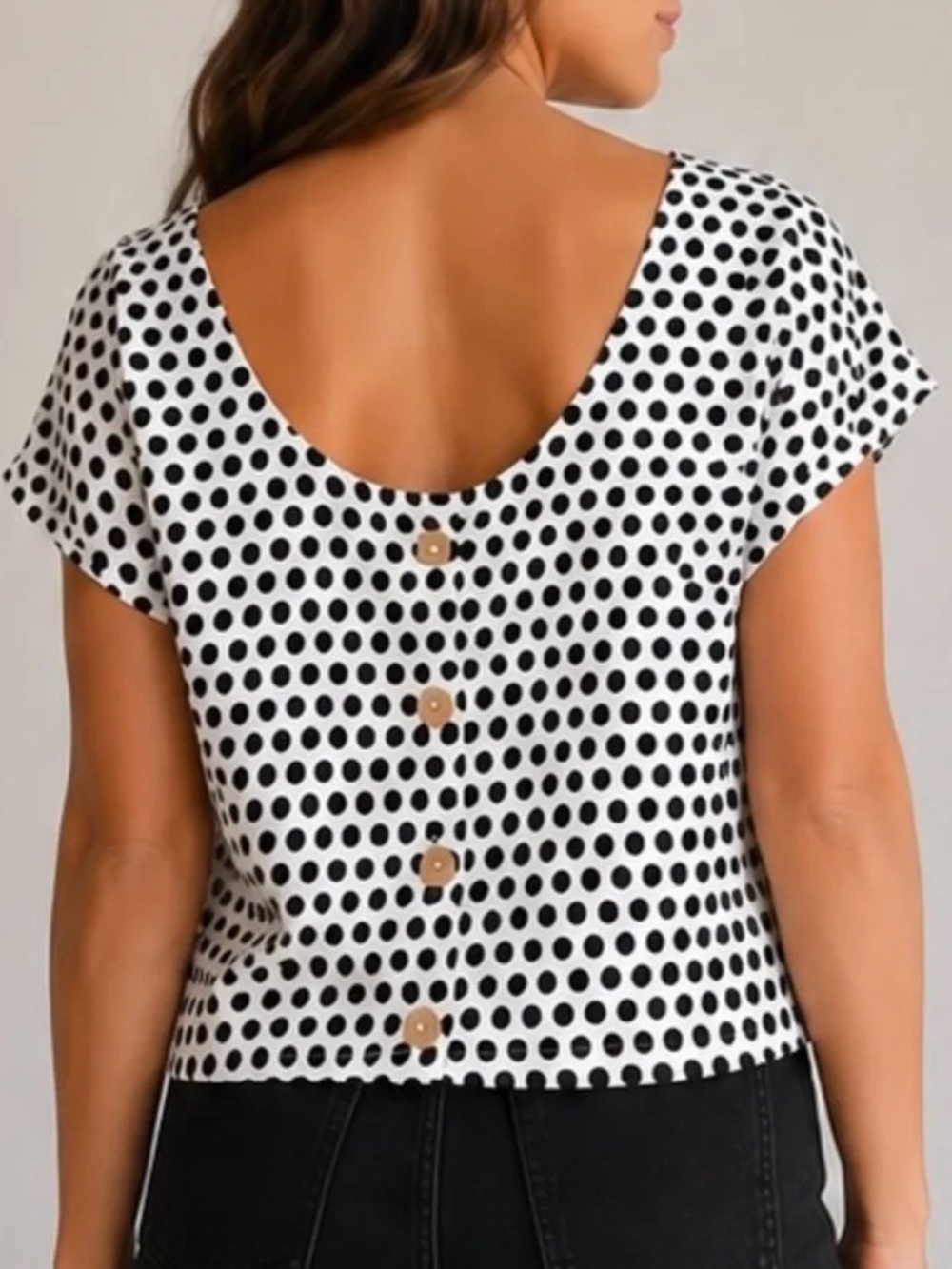 Cynthia Rowley 100% Linen Polka Dot Button Front Crop Top XL
